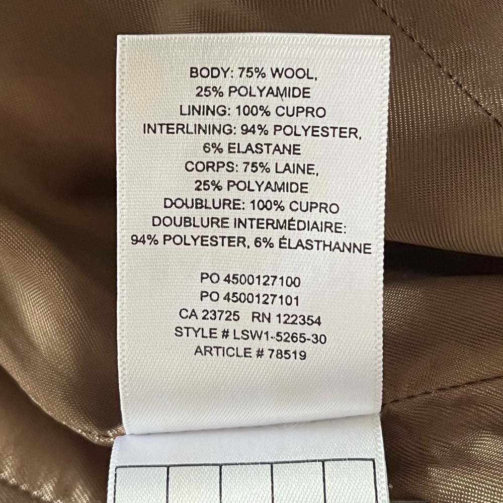 New 2XS Aritzia Babaton The Connor Wool Tailored Winter Coat Long Winter Elegant - Picture 15 of 16